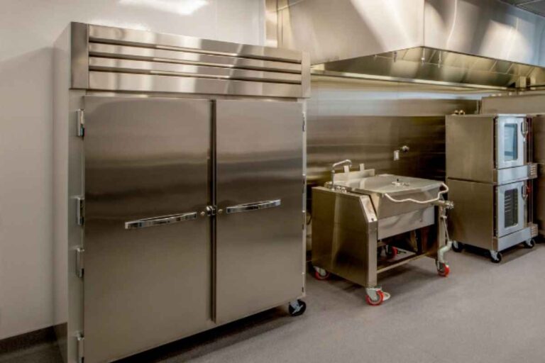 Commercial refrigeration in a restaurant kitchen