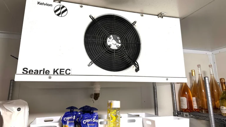 Inside a commercial cold room with its refrigeration equipment